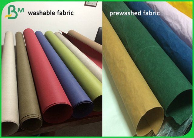 150cm Width 0.55mm Recycled Prewashed kraft Fabric For School Bag Material