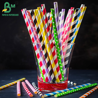 60gsm Food Grade Straw Paper Custom Stripes رنگ های کاغذ بیرونی 600mm 620mm رول گسترده 76mm هسته